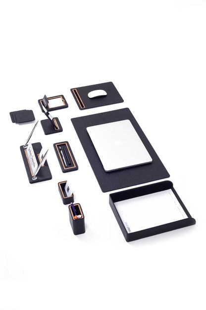 Capella Leather Desk Set 10 Pieces With Single Document Shelf