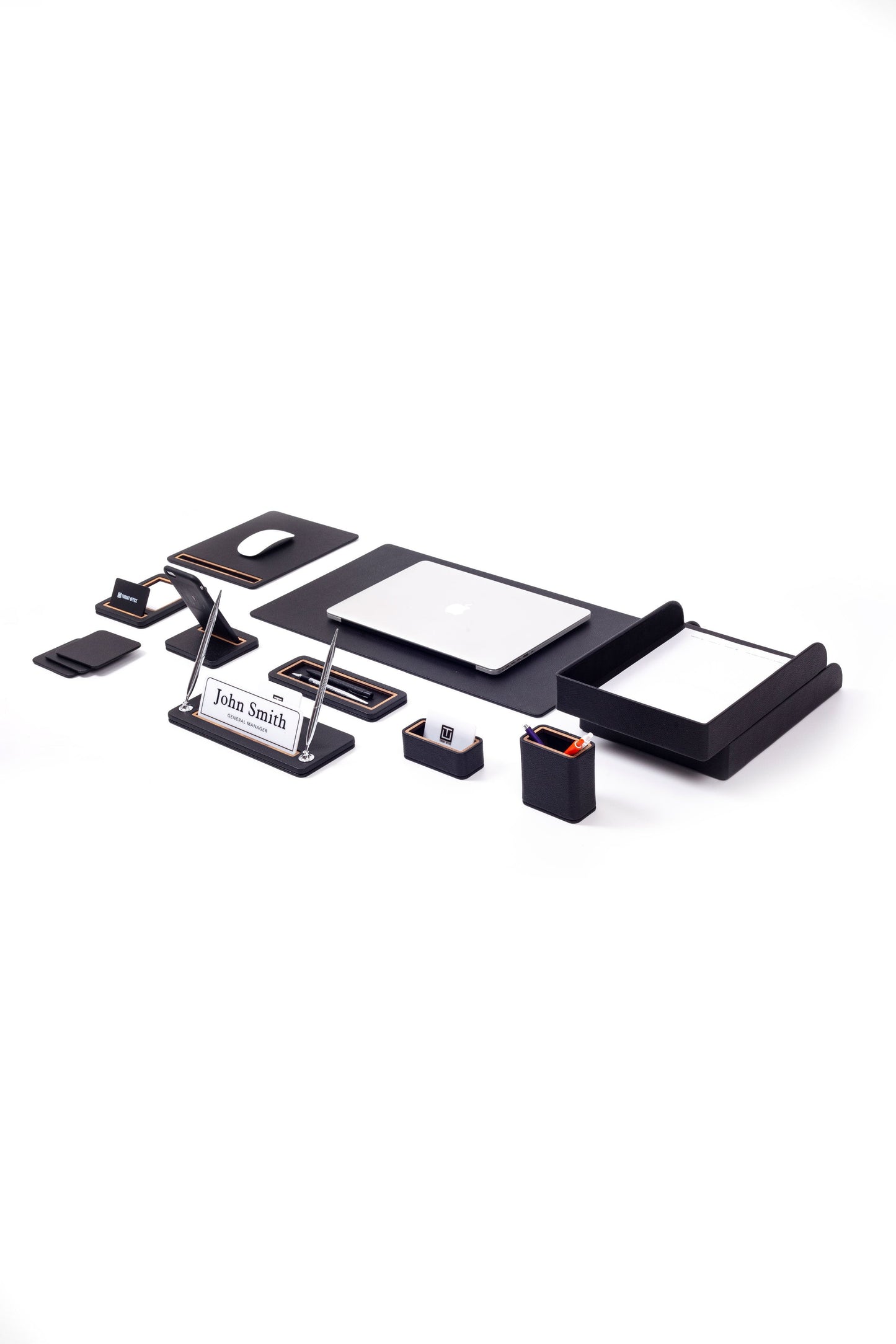 Capella Leather Desk Set 11 Pieces With Double Document Shelf