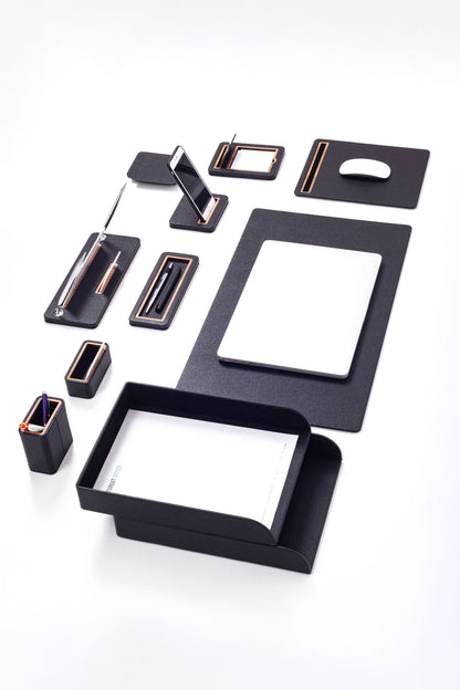 Capella Leather Desk Set 11 Pieces With Double Document Shelf