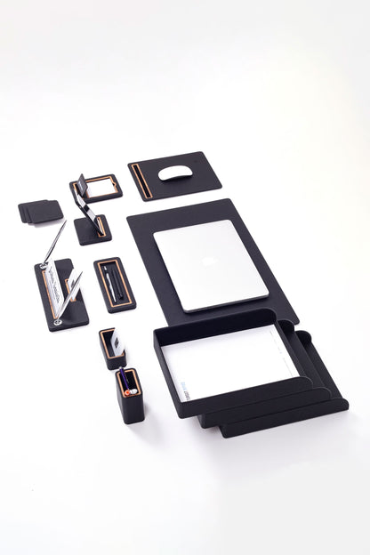 Capella Leather Desk Set 12 Pieces With Three Document Shelves