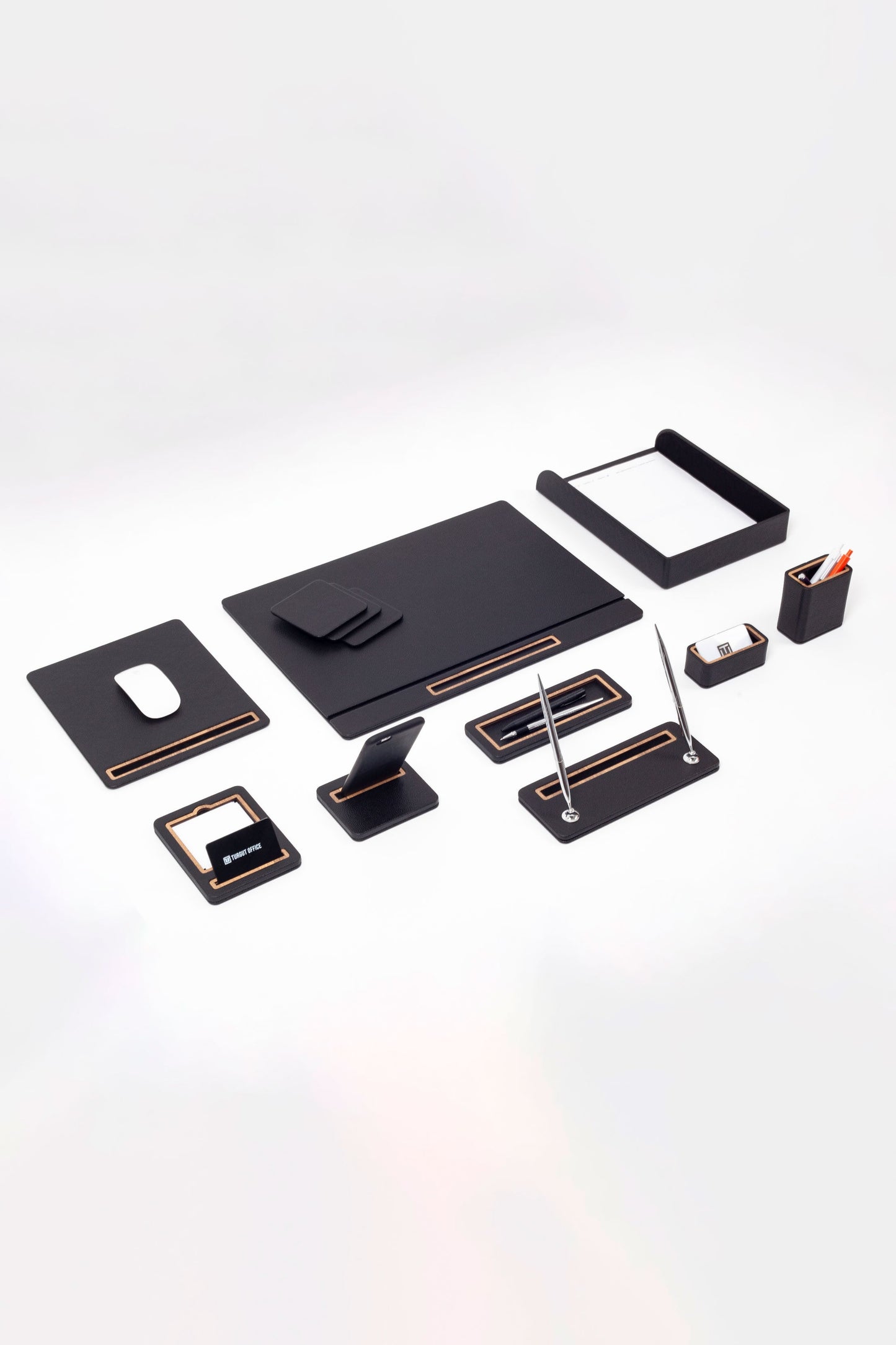 Pera Leather Desk Set 10 Pieces Covered Model Single Document Shelf