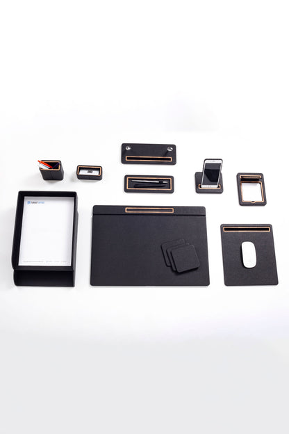 Pera Leather Desk Set 11 Pcs. Cover Model With Double Document Shelf