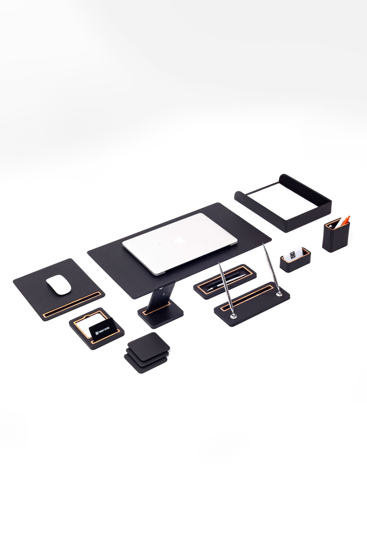 Pera Leather Desk Set 10 Pieces Single Document Rack