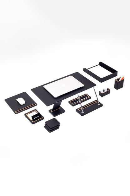 Pera Leather Desk Set 10 Pieces Single Document Rack