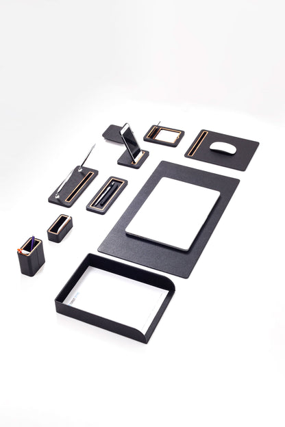 Pera Leather Desk Set 10 Pieces Single Document Rack