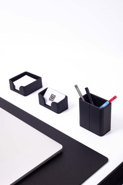 Felix Leather Desk Set Black 5 Pieces