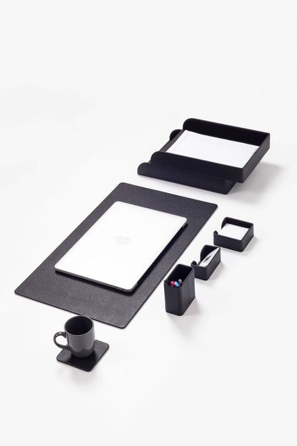 Felix Leather Desk Set Black 7 Pieces