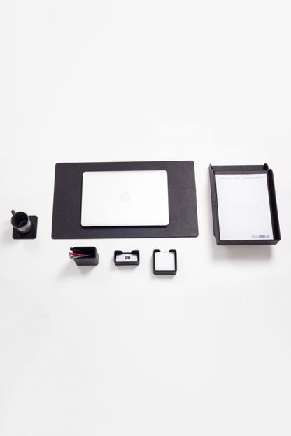 Felix Leather Desk Set Black 7 Pieces