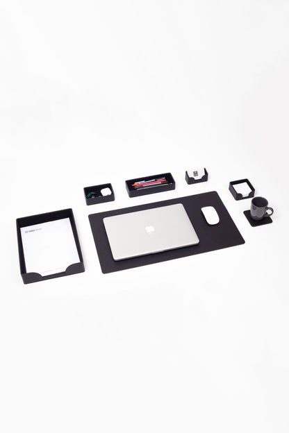 Felix Plus Leather Desk Set Black 7 Pcs