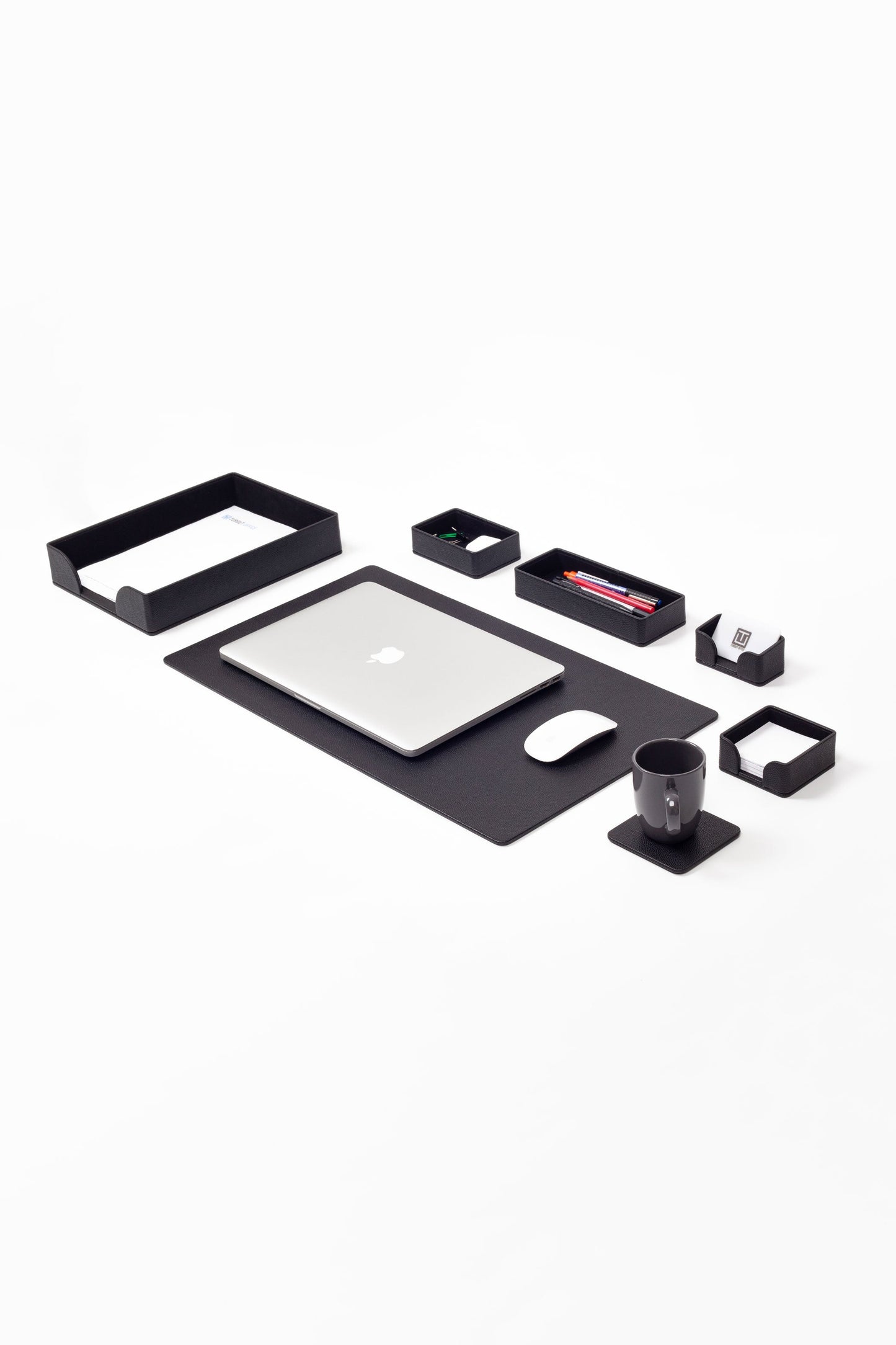 Felix Plus Leather Desk Set Black 7 Pcs