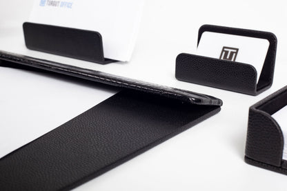 Loft Leather Desk Set Black 6 Pieces Horizontal Coroco Detailed