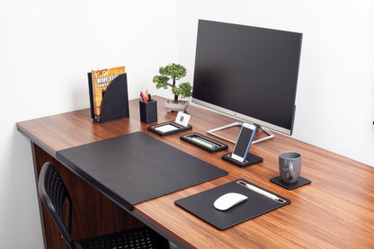 Paris Leather Desk Set Black 8 Pieces