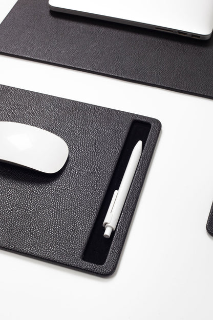 Oslo Leather Desk Set Black 10 Pieces