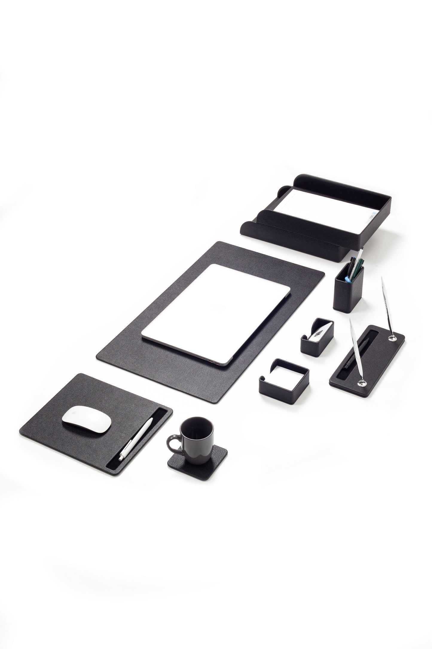 Roma Leather Desk Set Black 9 Pcs.