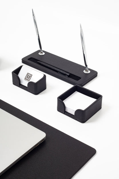 Roma Leather Desk Set Black 9 Pcs.