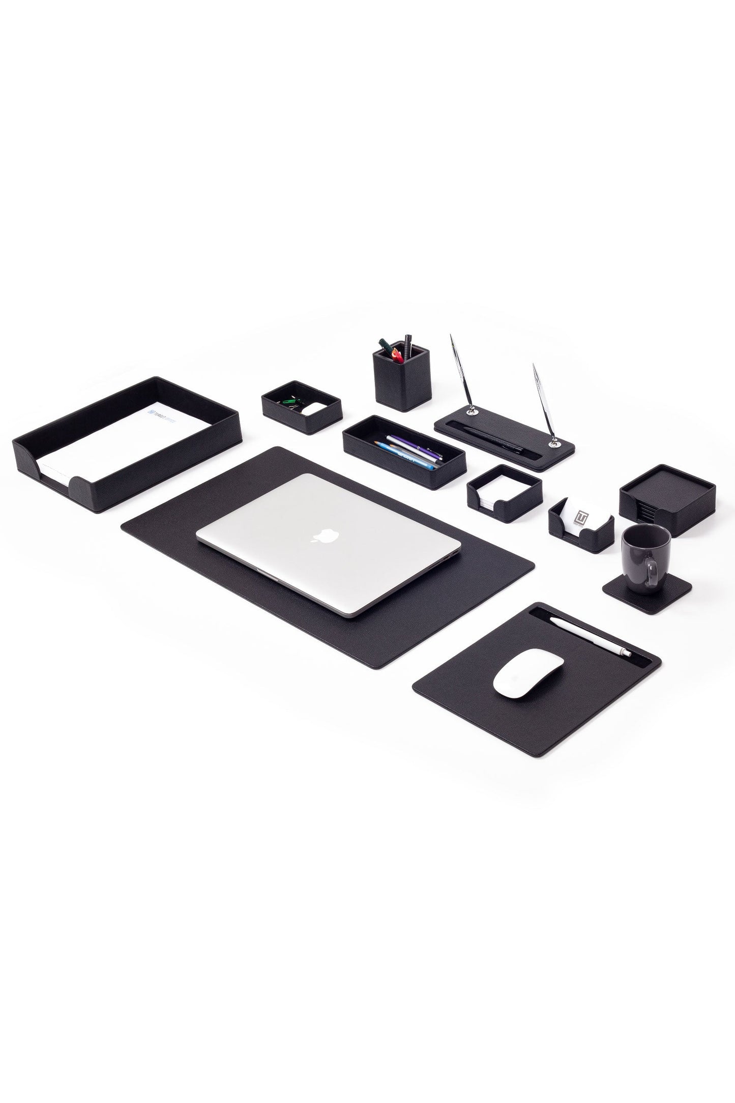 Roma Leather Desk Set Black 11 Pcs