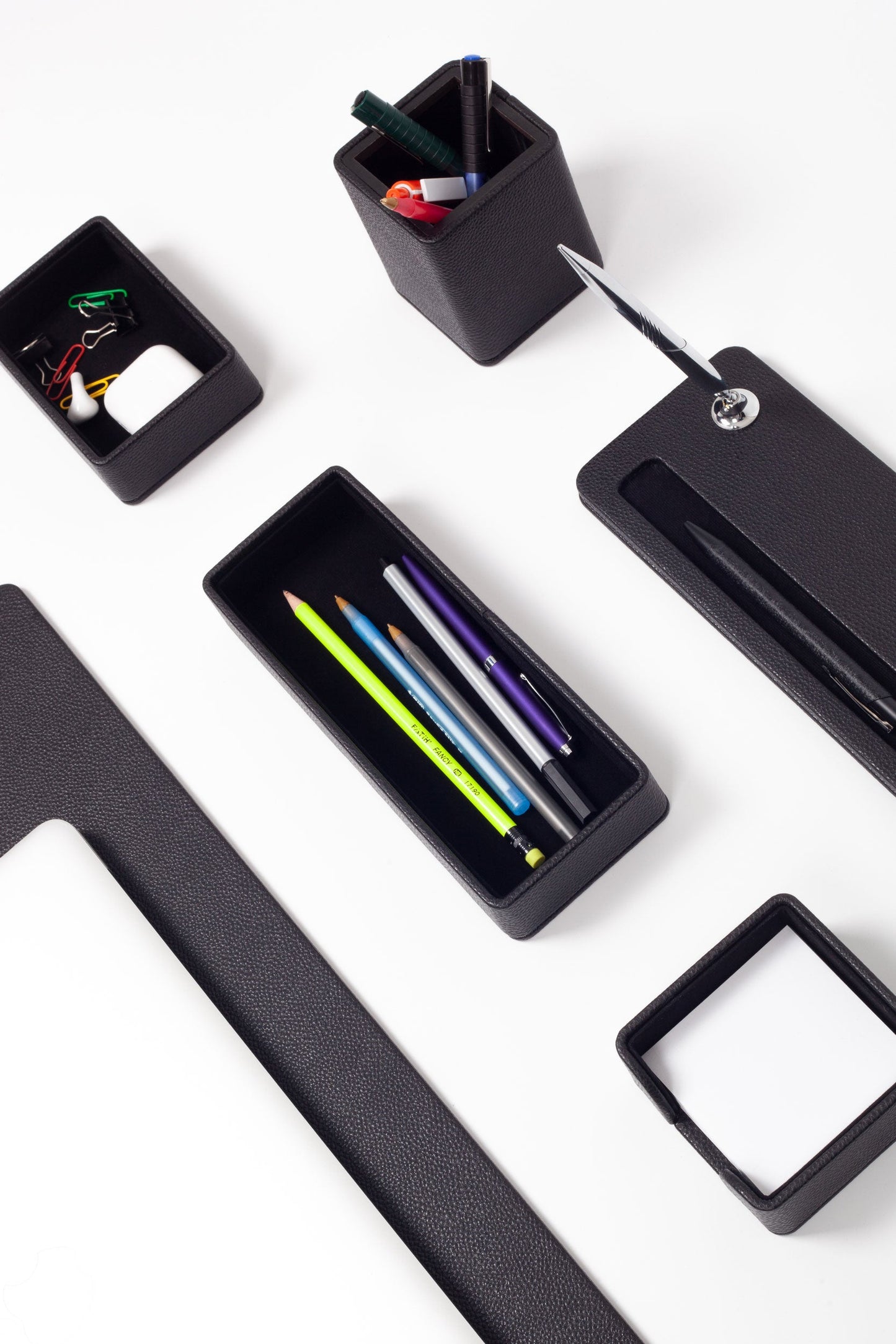 Roma Leather Desk Set Black 11 Pcs