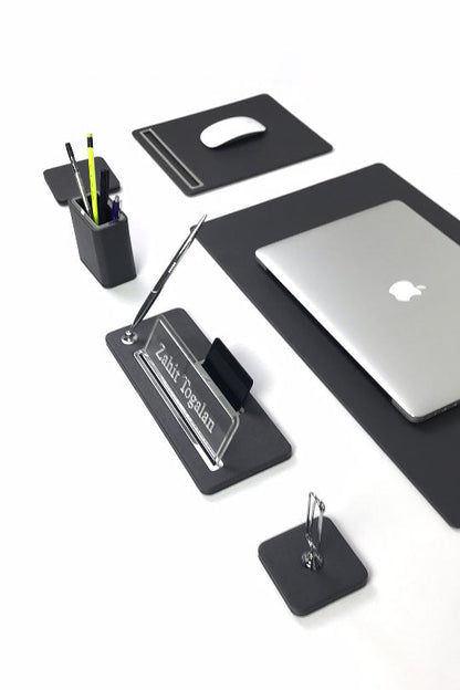 Cavalli Leather Desk Set Anthracite 7 Pcs.