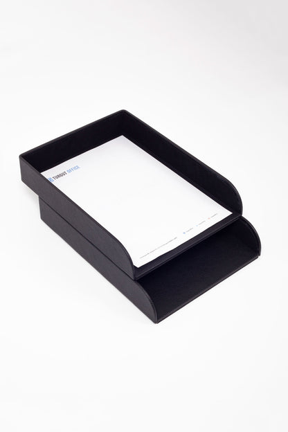 Felix Leather Document Rack Black Double