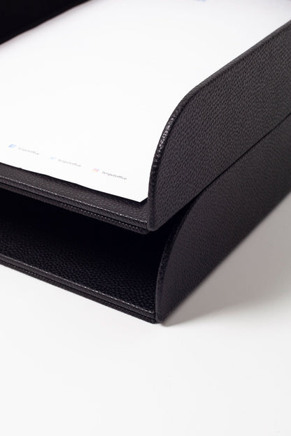 Felix Leather Document Rack Black Double