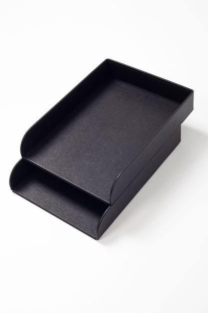 Felix Leather Document Rack Black Double