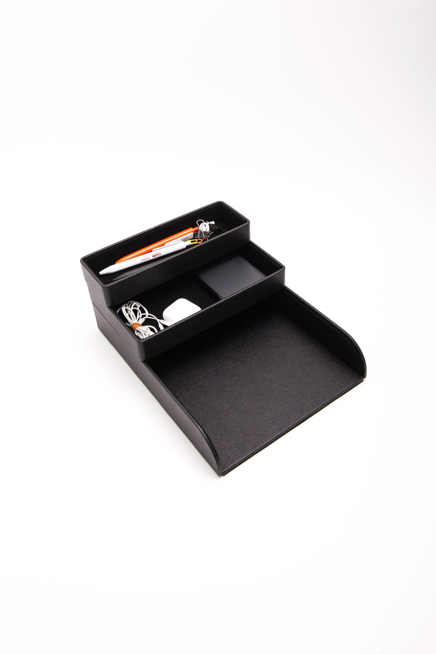 Felix Leather Organizer Set Of Three With Document Shelf Black