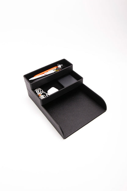Felix Leather Organizer Set Of Three With Document Shelf Black