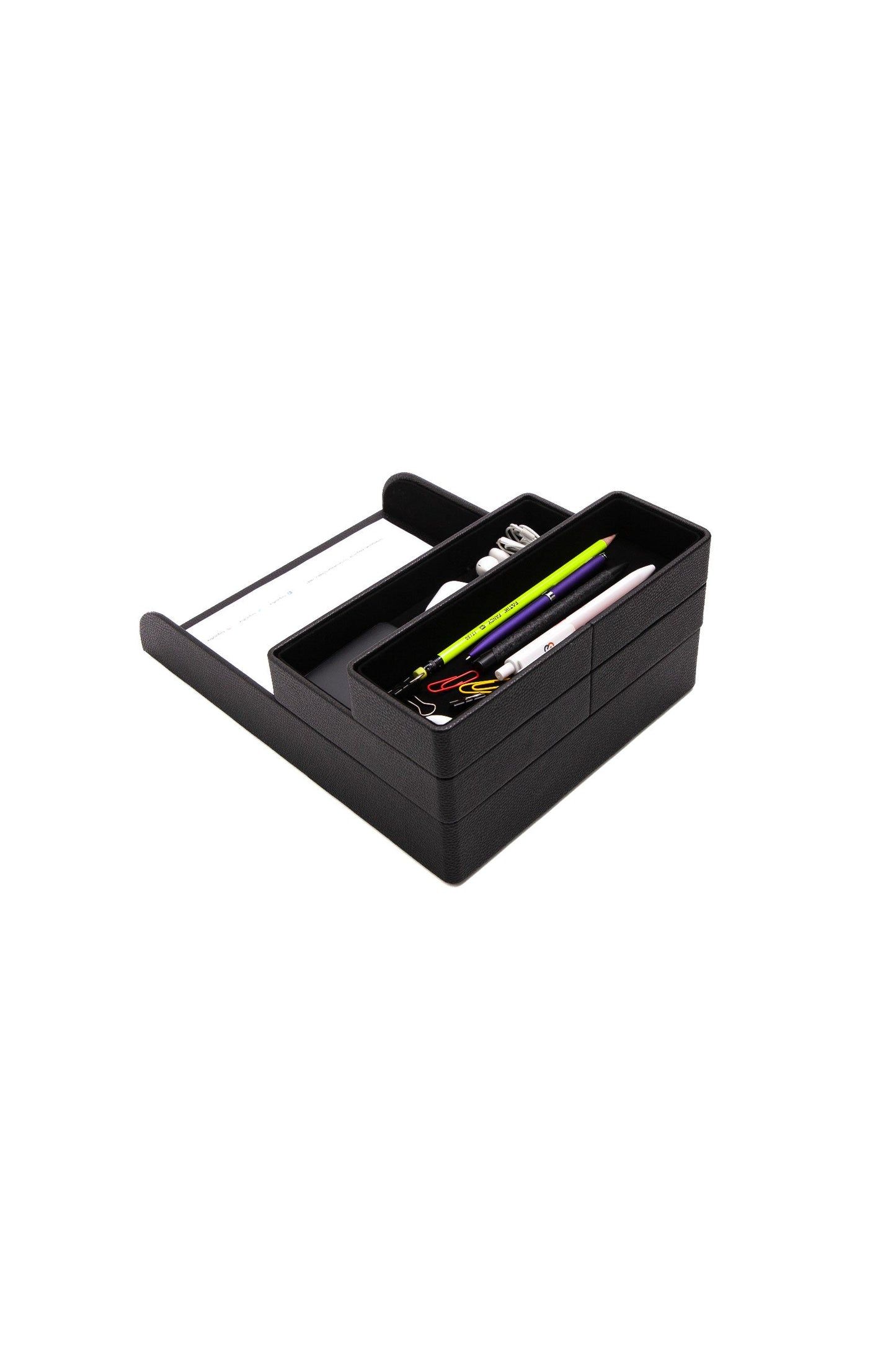 Felix Leather Organizer Set Of Three With Document Shelf Black