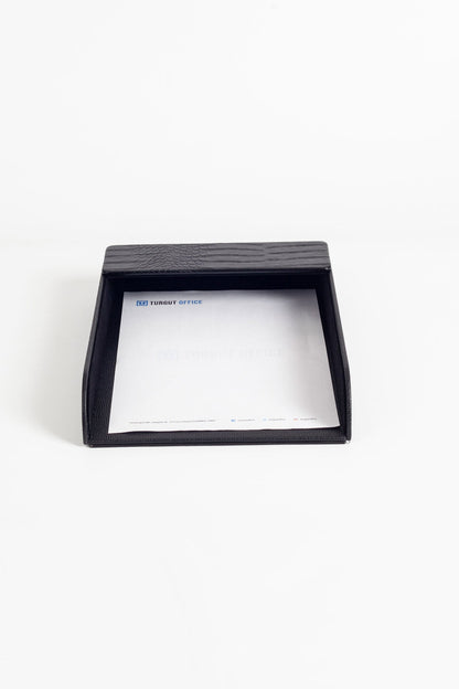 Felix Leather Document Rack Black Croco Detail