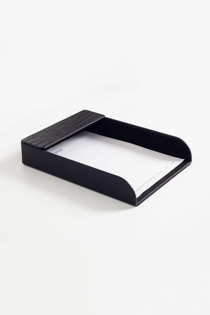 Felix Leather Document Rack Black Croco Detail