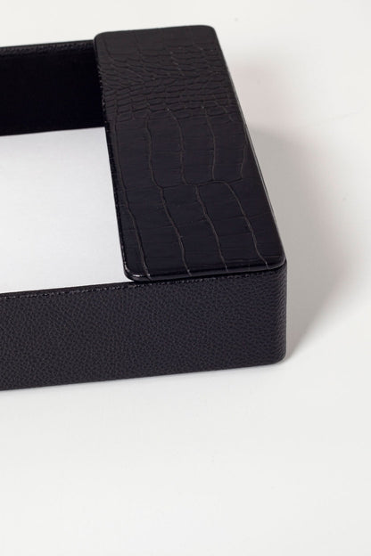 Felix Leather Document Rack Black Croco Detail