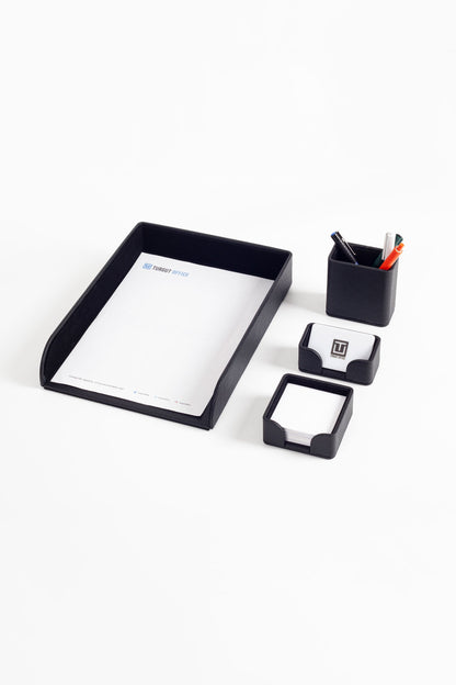 Felix Leather Desktop Set 4 Pieces Black