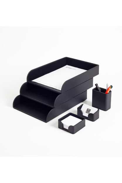 Felix Leather Desktop Set 6 Pieces Black