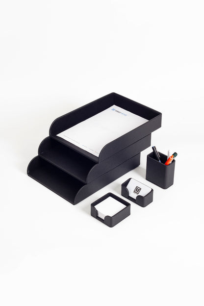 Felix Leather Desktop Set 6 Pieces Black