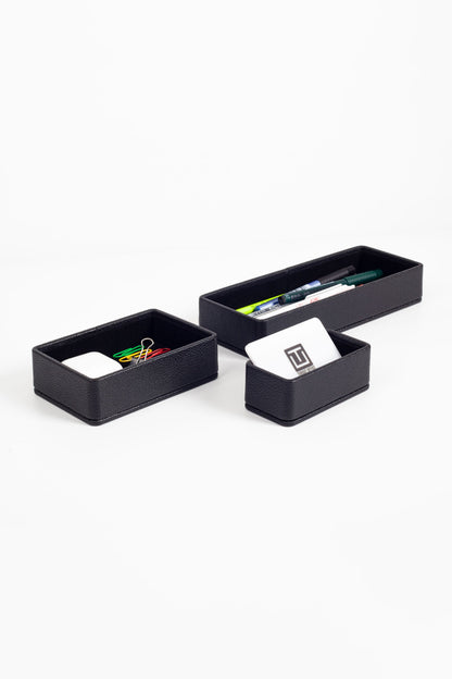 Felix Desktop Leather Organizer Set 3 Pieces Black
