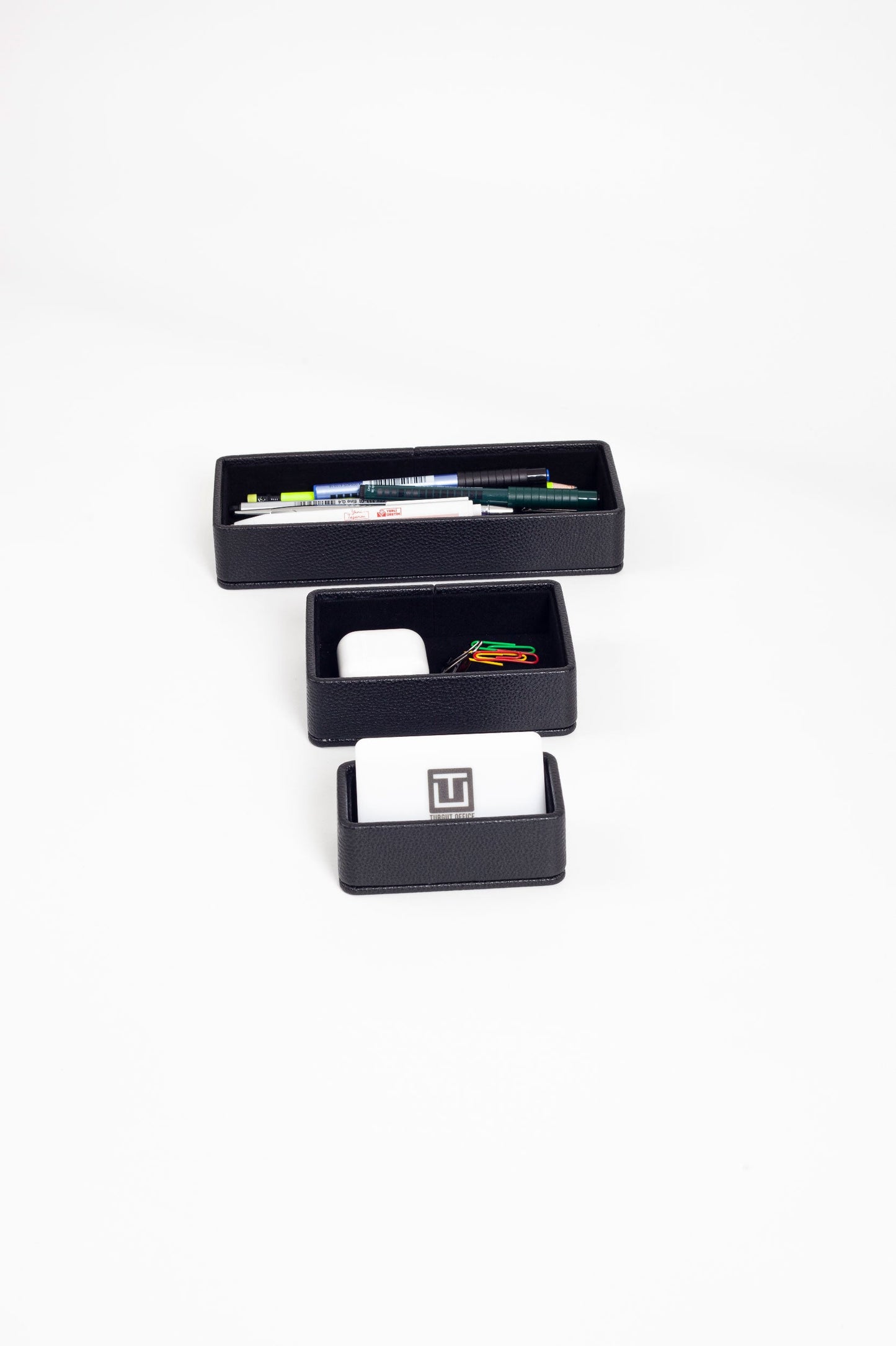 Felix Desktop Leather Organizer Set 3 Pieces Black