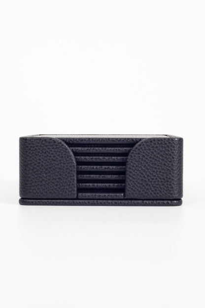 Leather Coaster Set Black