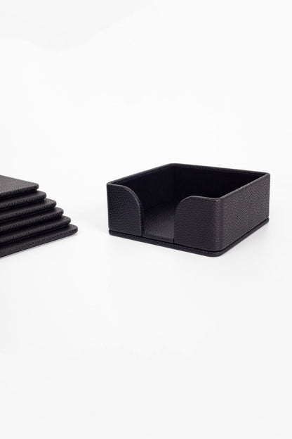 Leather Coaster Set Black