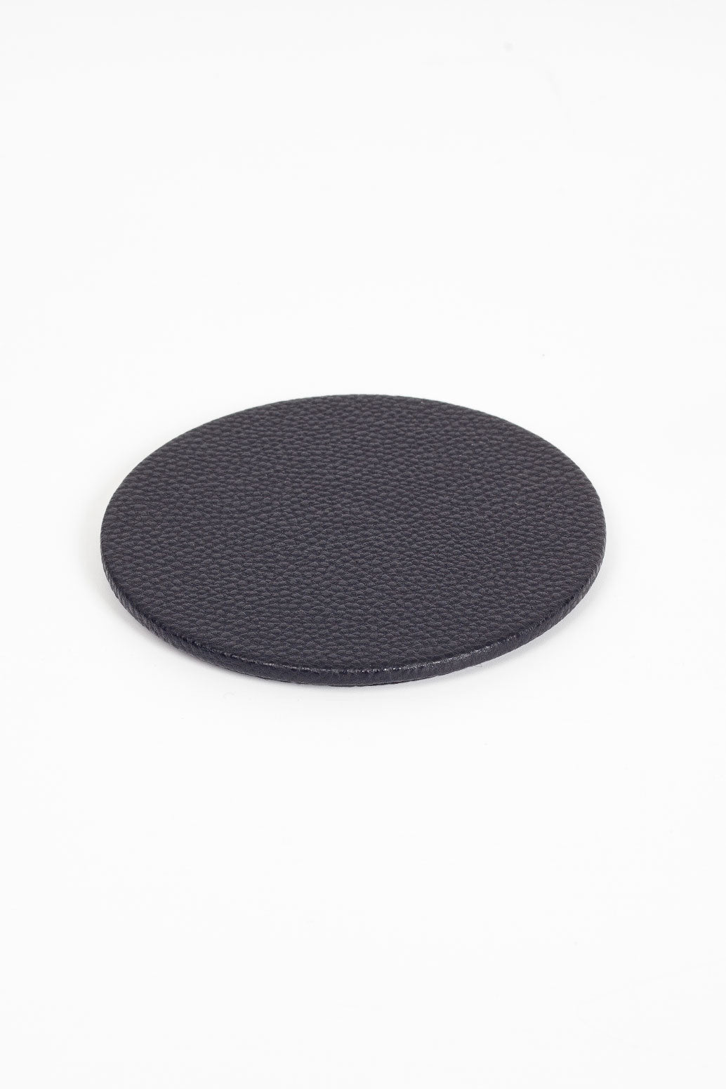 Leather Oval Coaster Set Black