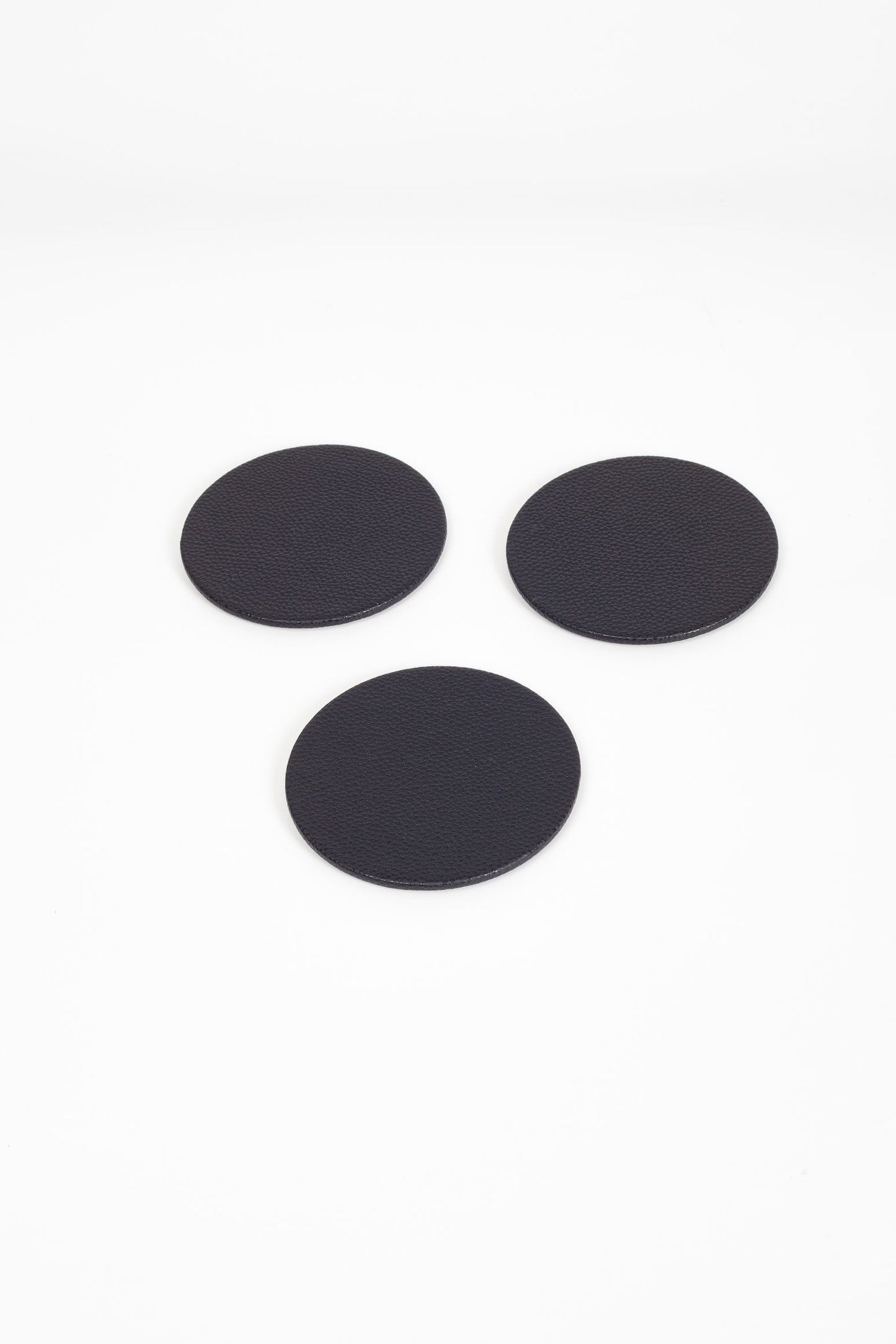 Leather Oval Coaster Set Black