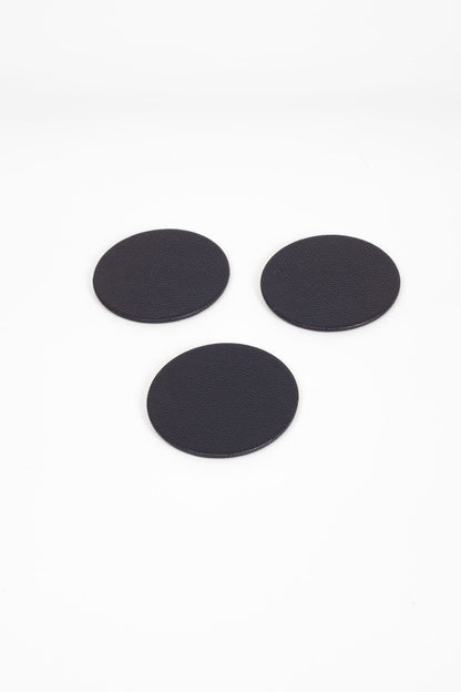 Leather Oval Coaster Set Black