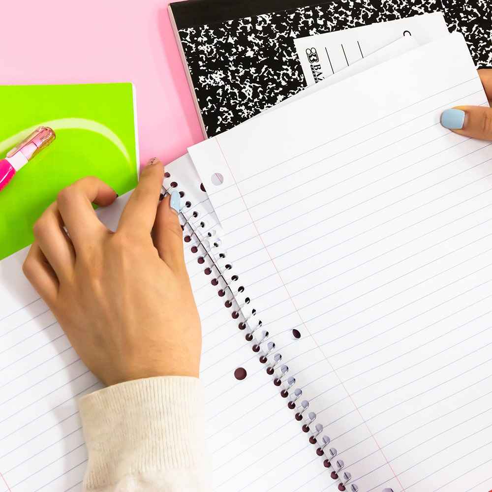 W/R 70 Ct. 1-Subject Spiral Notebook - Wide Ruled - Random Color