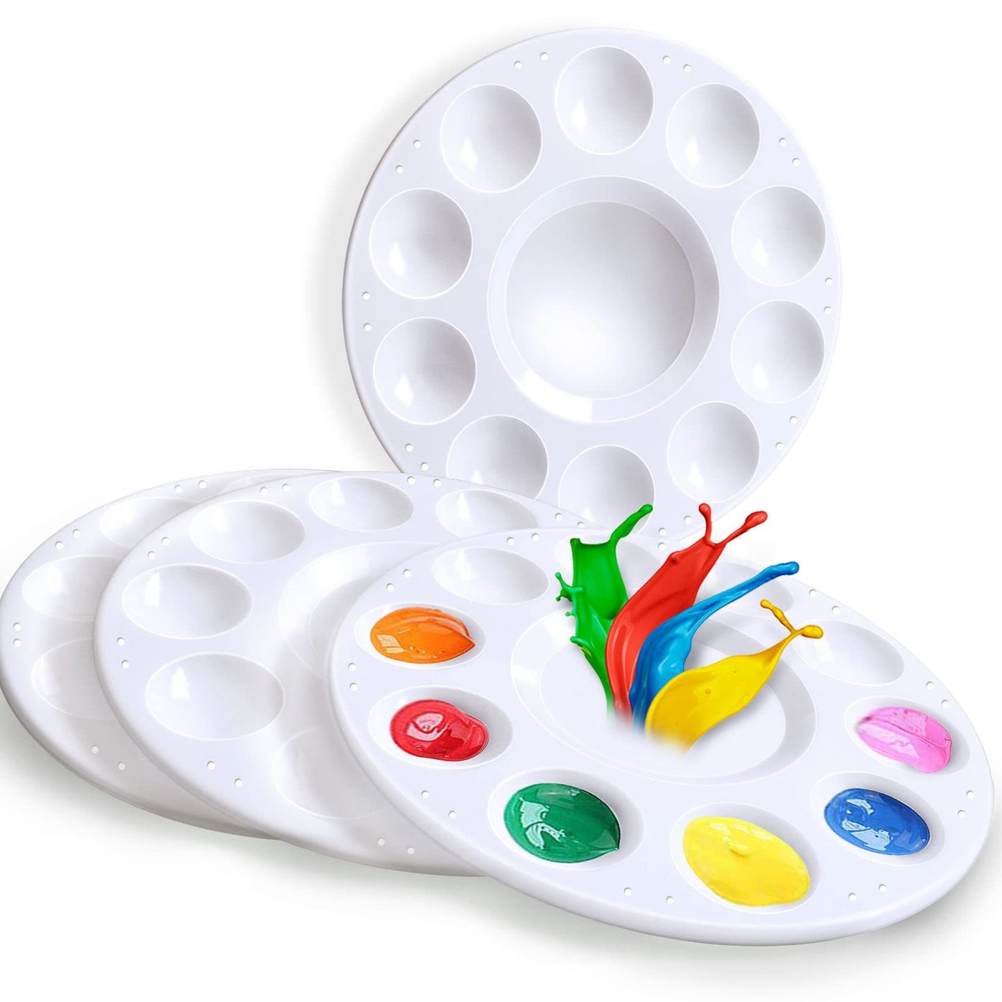 4-Piece 10-Hole Round Paint Palette