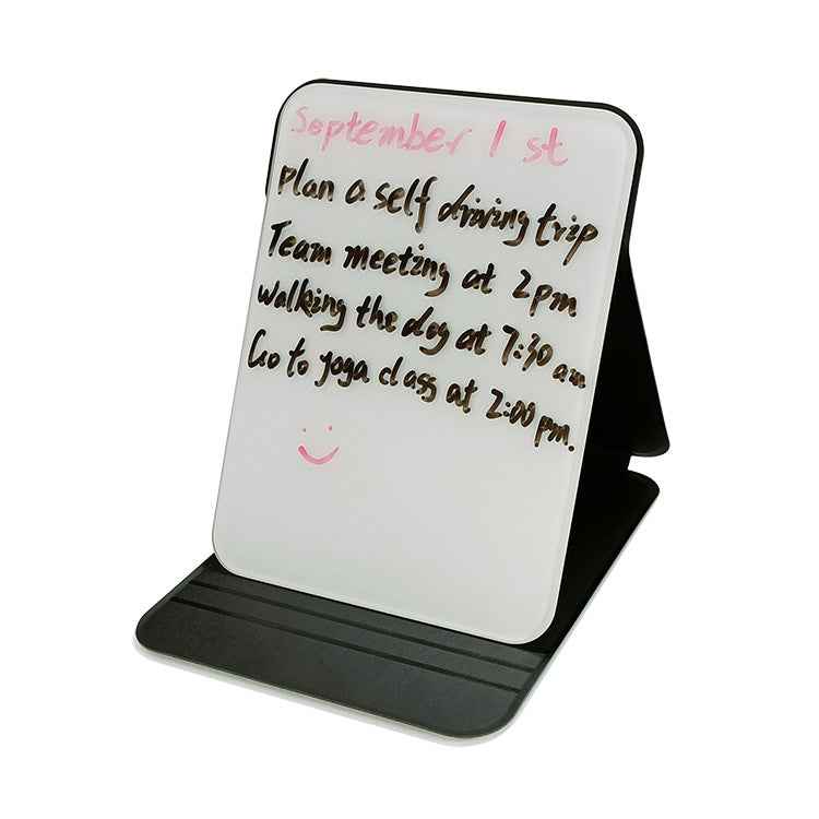 PU Case Glass Desktop Whiteboard - Portable Foldable Memo Board