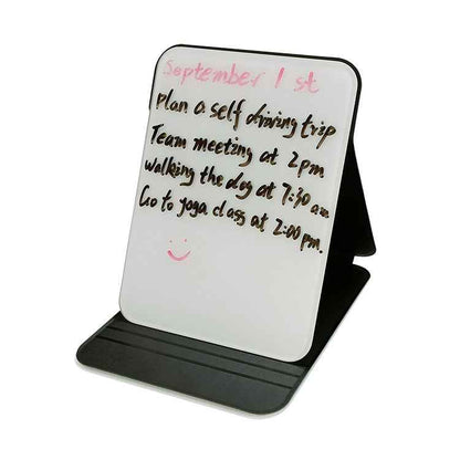 PU Case Glass Desktop Whiteboard - Portable Foldable Memo Board