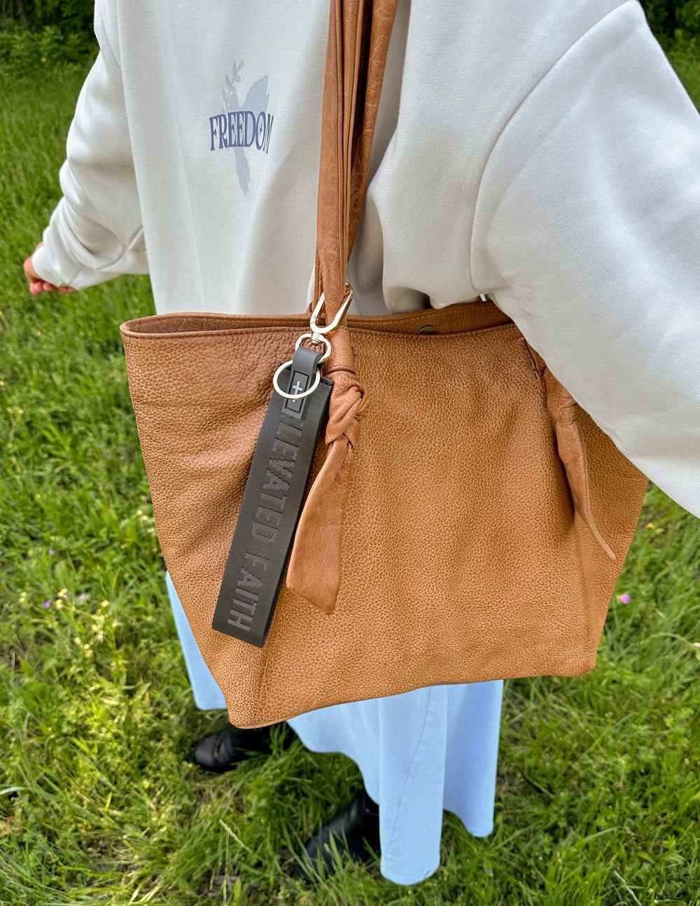 Black Oversized Logo Keychain