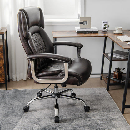 Height Adjustable Big and Tall Office Chair Computer Desk Chair with Metal Base-Brown