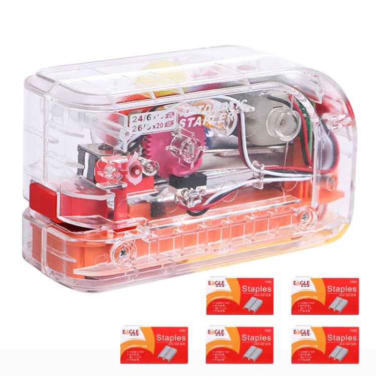 Electric Induction Stapler Automatic Office Bookbinding with 5 Boxes of Staples(Transparent)