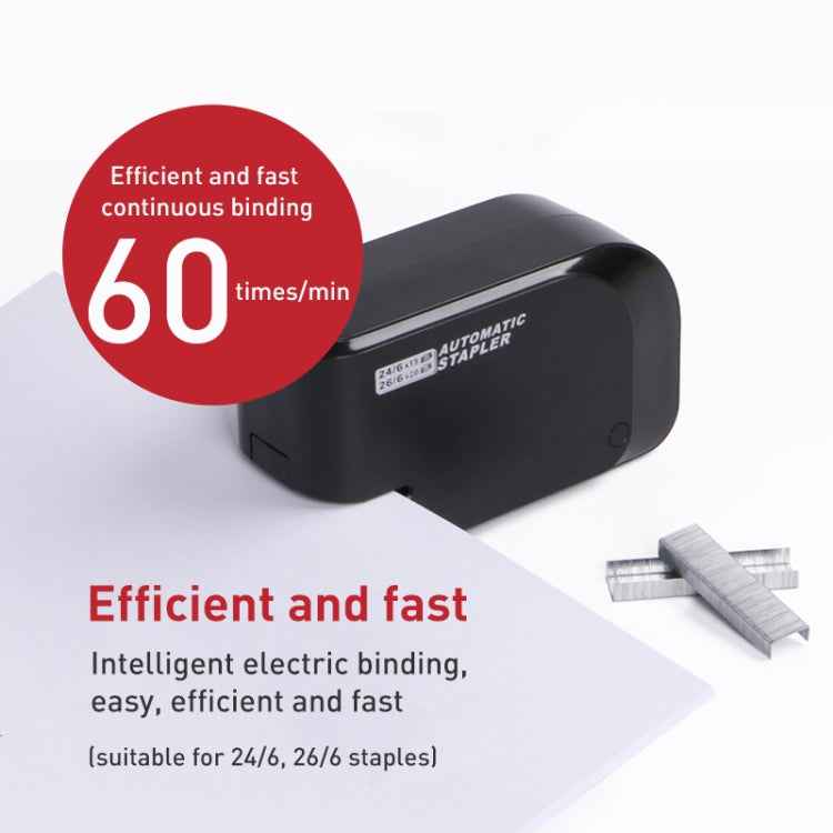 Electric Induction Stapler Automatic Office Bookbinding with 5 Boxes of Staples(Black)
