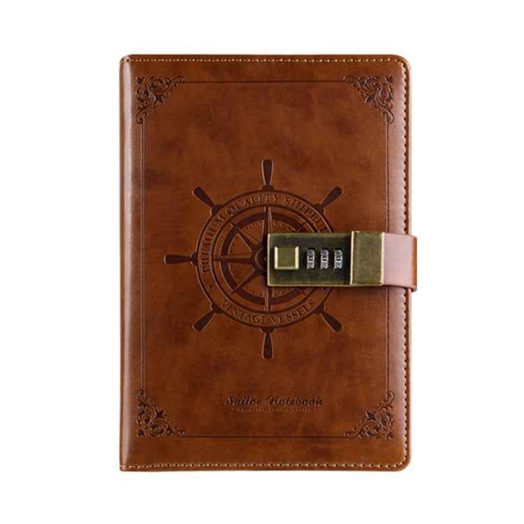 B6 Retro PU Cover Sailor Notebook Diary Book with Password Lock(Brown)